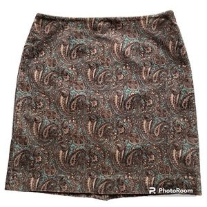 JONES NEW YORK Signature Paisley Corduroy Skirt Size 8.